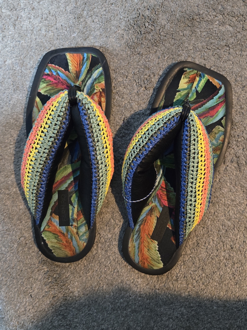 Farm RIO Rainbow Crochet Strap Floral Footbed Flip Flops
